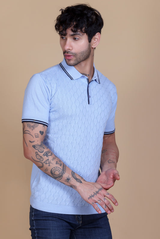 Embedded Texture Polo T-Shirt