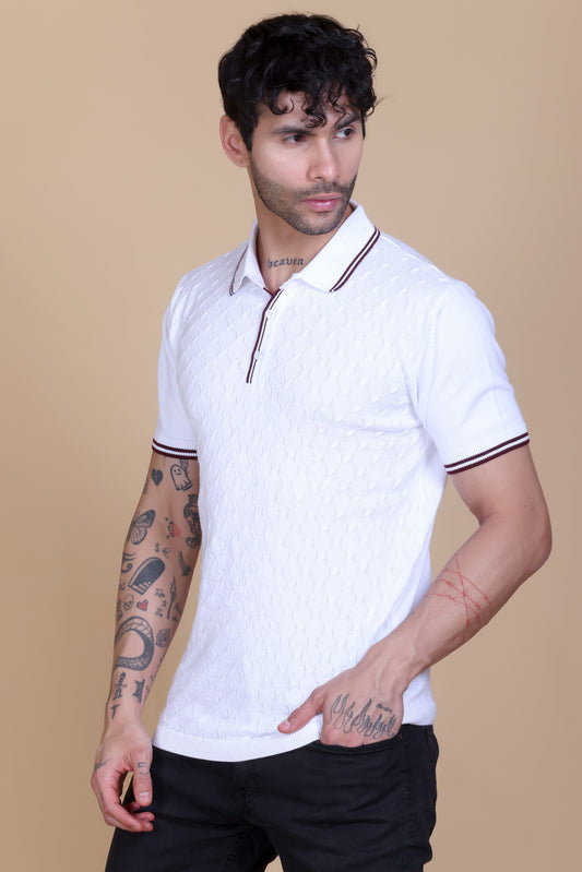 Embedded Texture Polo T-Shirt