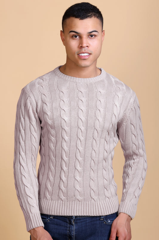 Men Self Design Round Neck Lavender Sweater