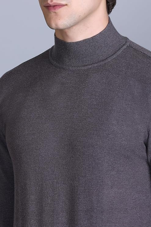 Men’s Self Design High Neck Charcoal Sweater