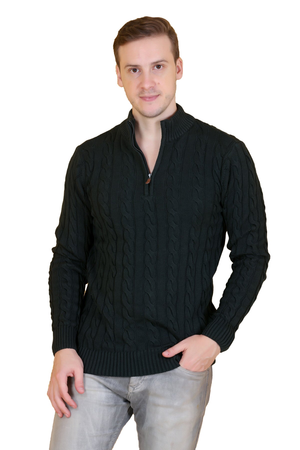 Men’s Self-Design Collared Olive Sweater | Stylish Winter Wear for Men | Premium Knit Pullover