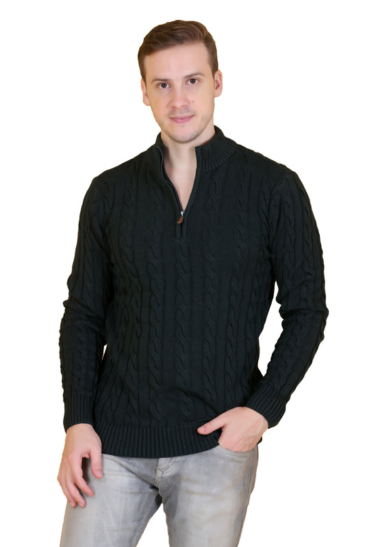 Men’s Self-Design Collared Olive Sweater | Stylish Winter Wear for Men | Premium Knit Pullover