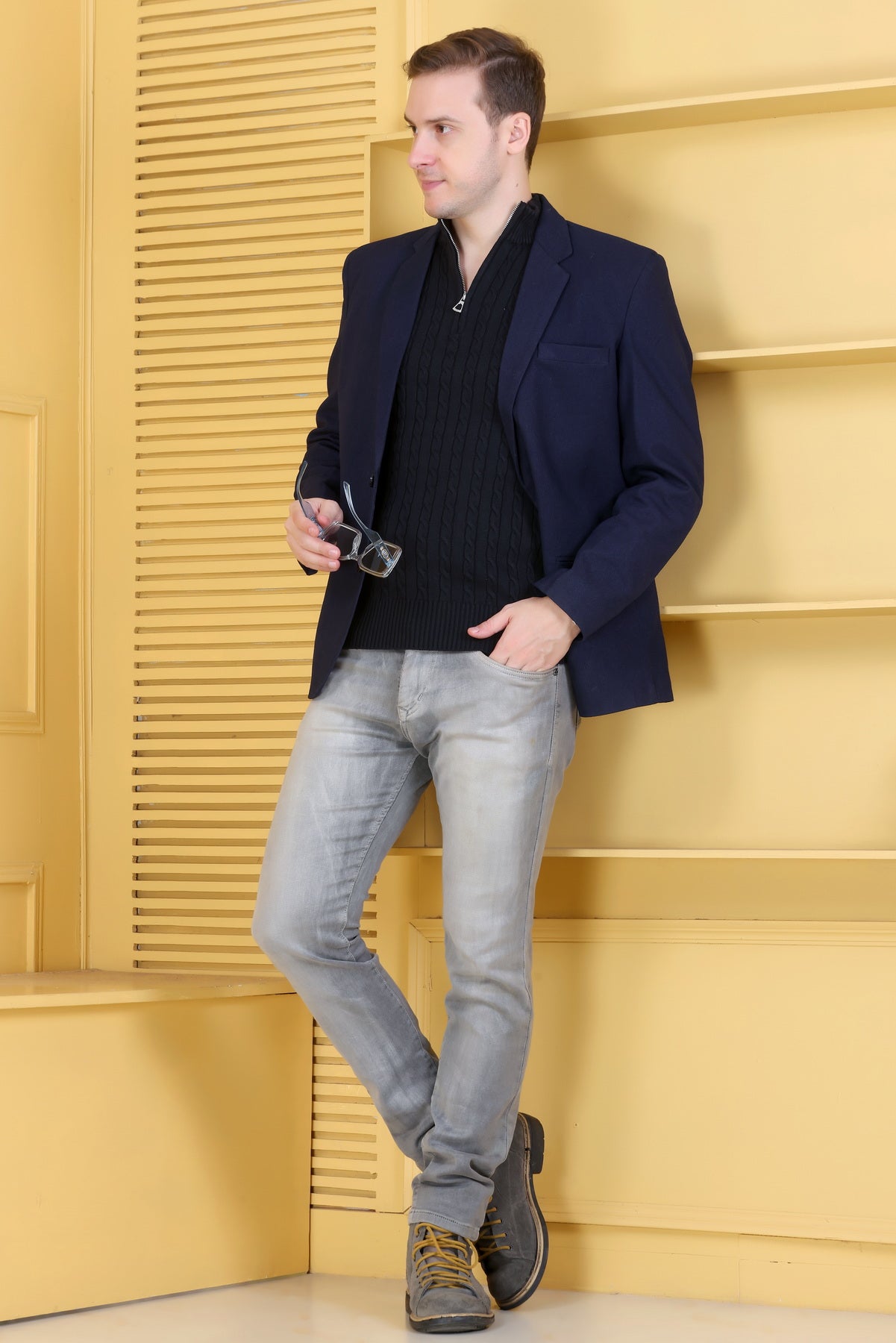 Men Solid, Self Design Turtle Neck Black Sweater