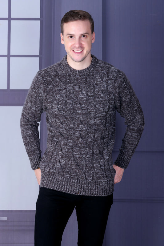 Men Self Design Round Neck Multicolor Sweater
