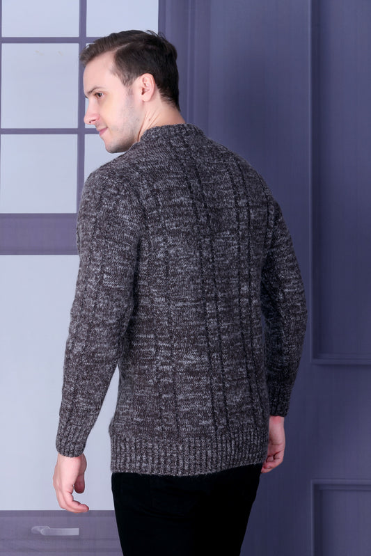 Men Self Design Round Neck Multicolor Sweater