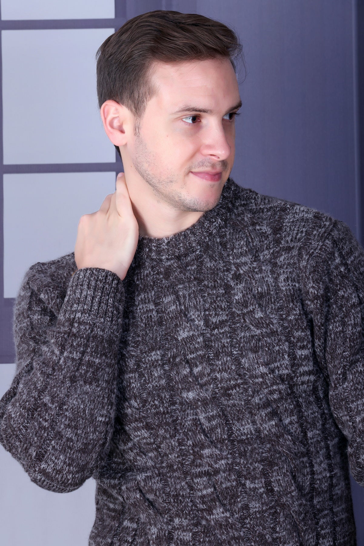 Men Self Design Round Neck Multicolor Sweater