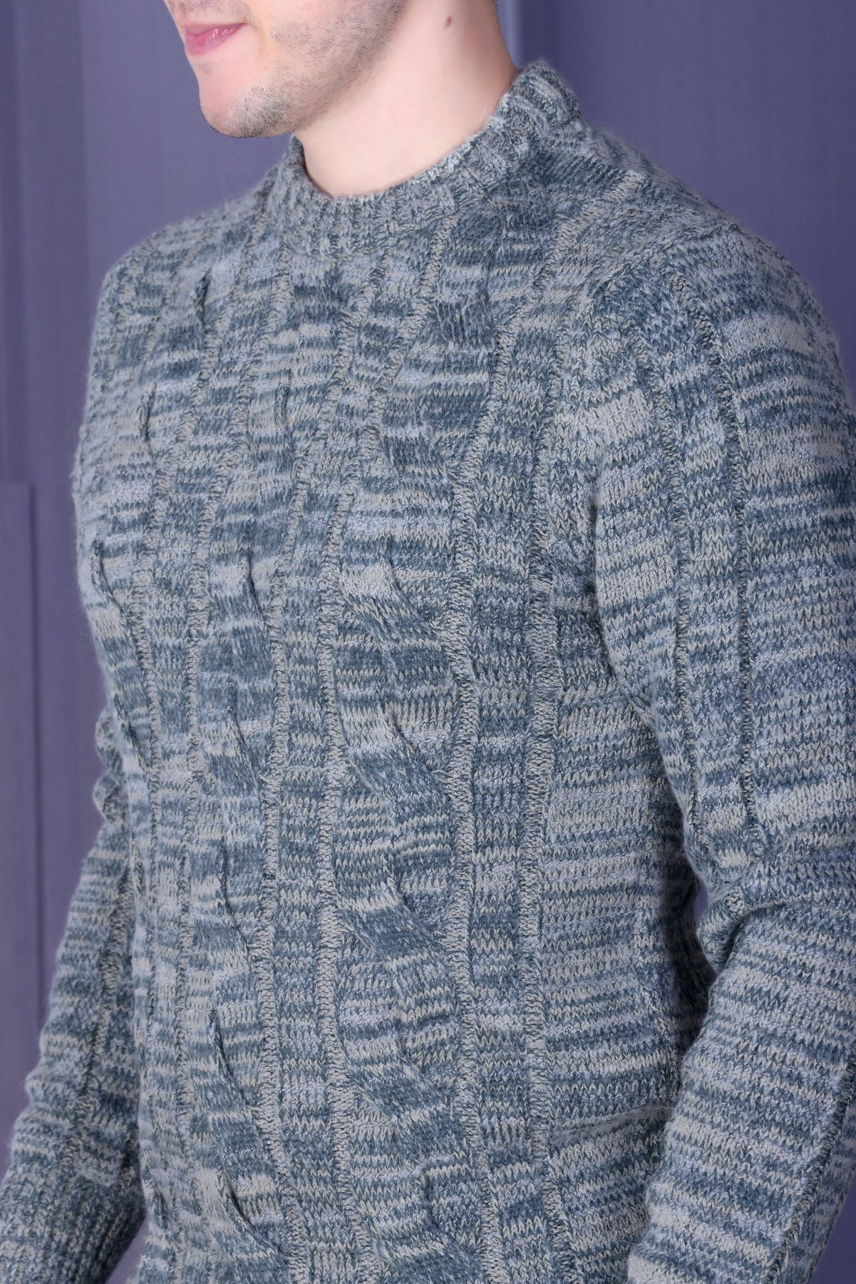 Men Self Design Round Neck Multicolor Sweater