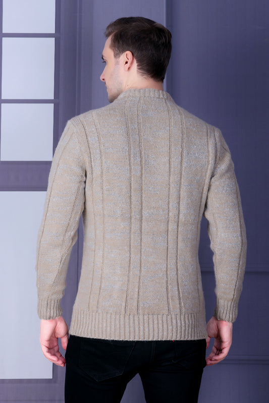 Men Self Design Round Neck Multicolor Sweater