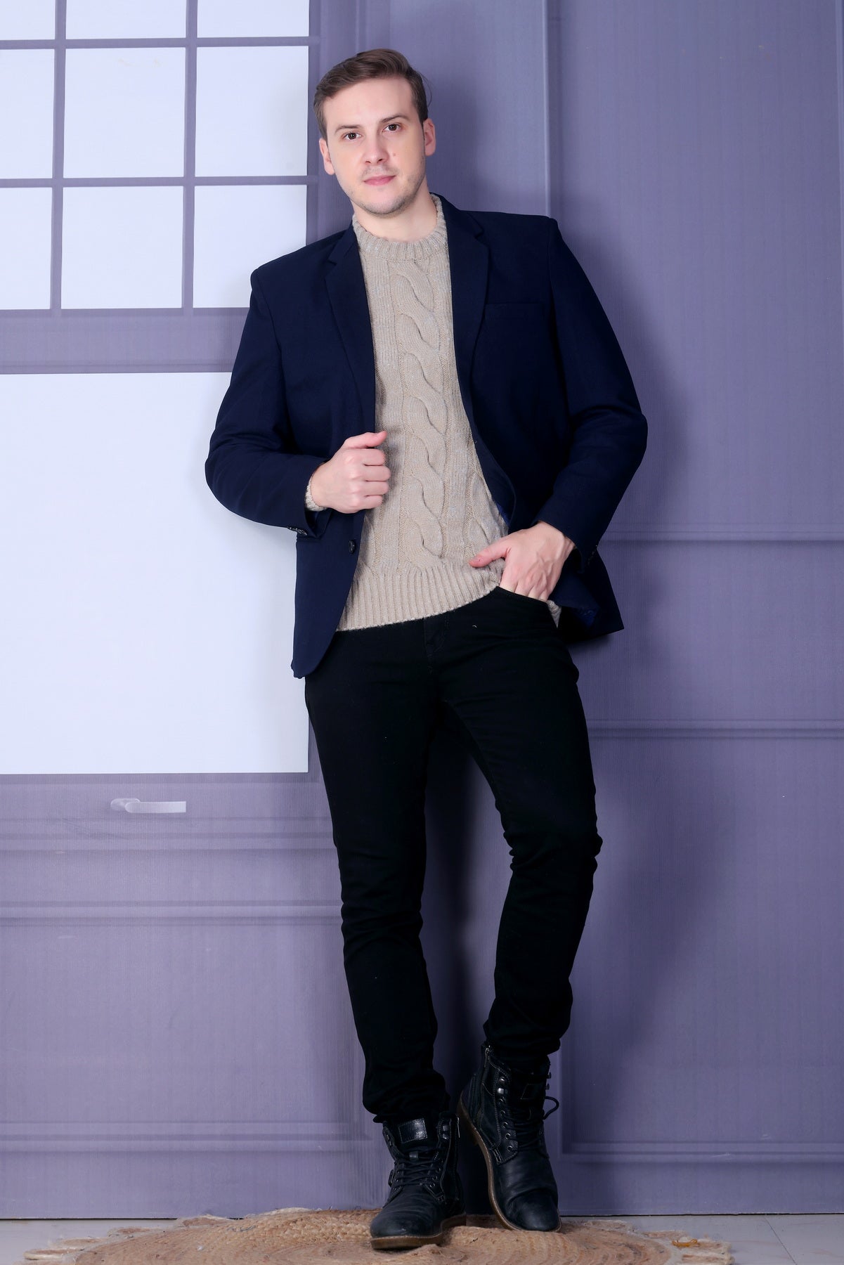 Men Self Design Round Neck Multicolor Sweater