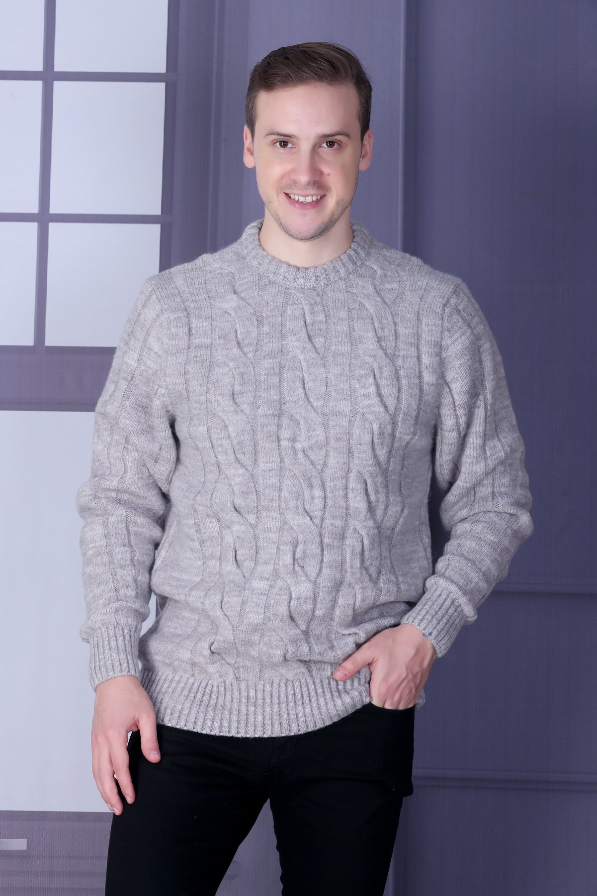 Men Self Design Round Neck Multicolor Sweater