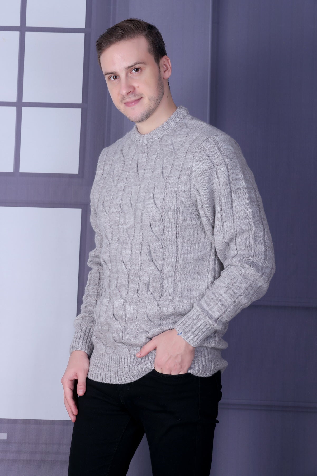 Men Self Design Round Neck Multicolor Sweater