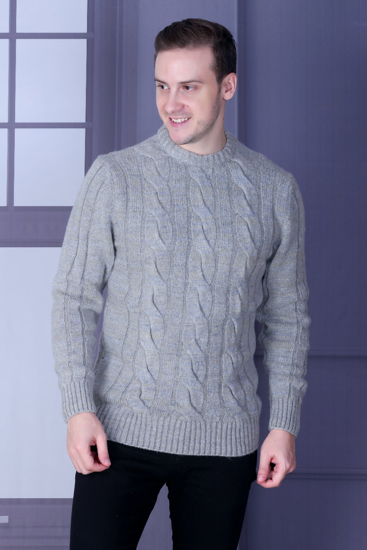 Men Self Design Round Neck Multicolor Sweater