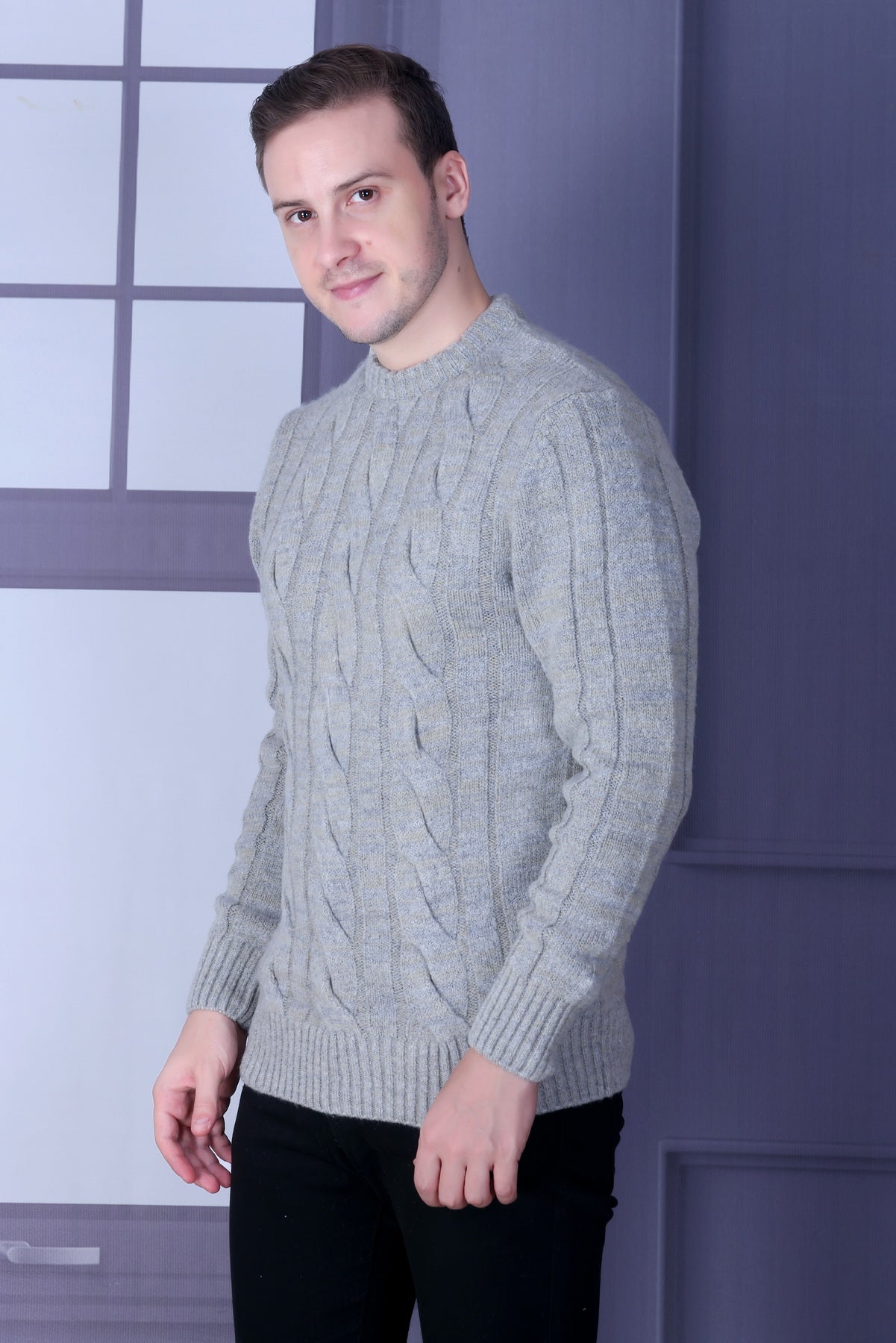 Men Self Design Round Neck Multicolor Sweater