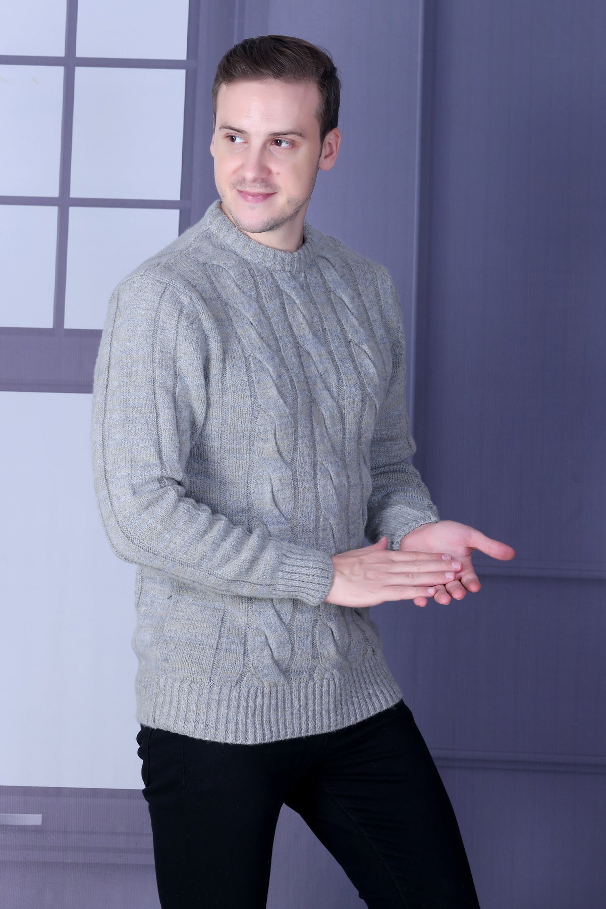 Men Self Design Round Neck Multicolor Sweater