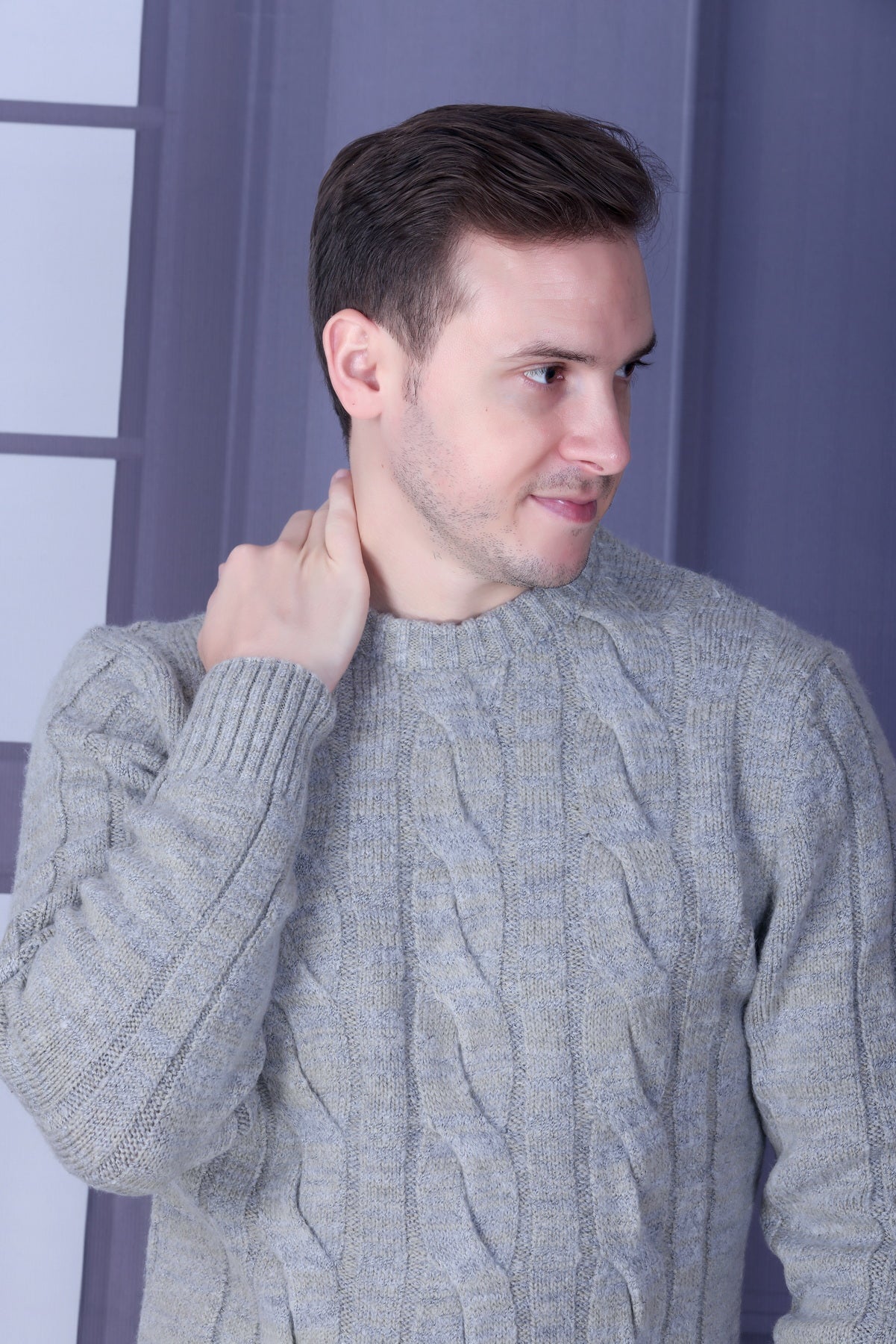 Men Self Design Round Neck Multicolor Sweater