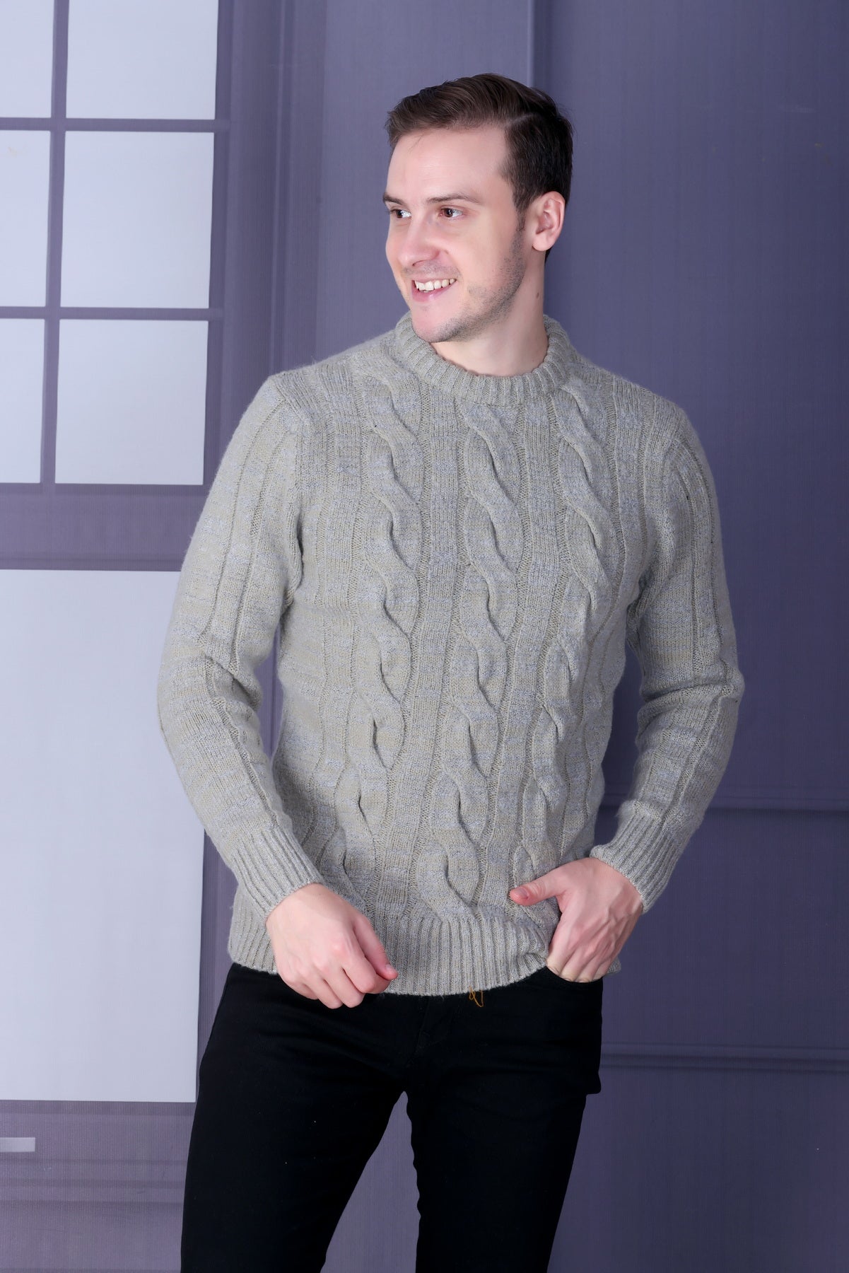 Men Self Design Round Neck Multicolor Sweater