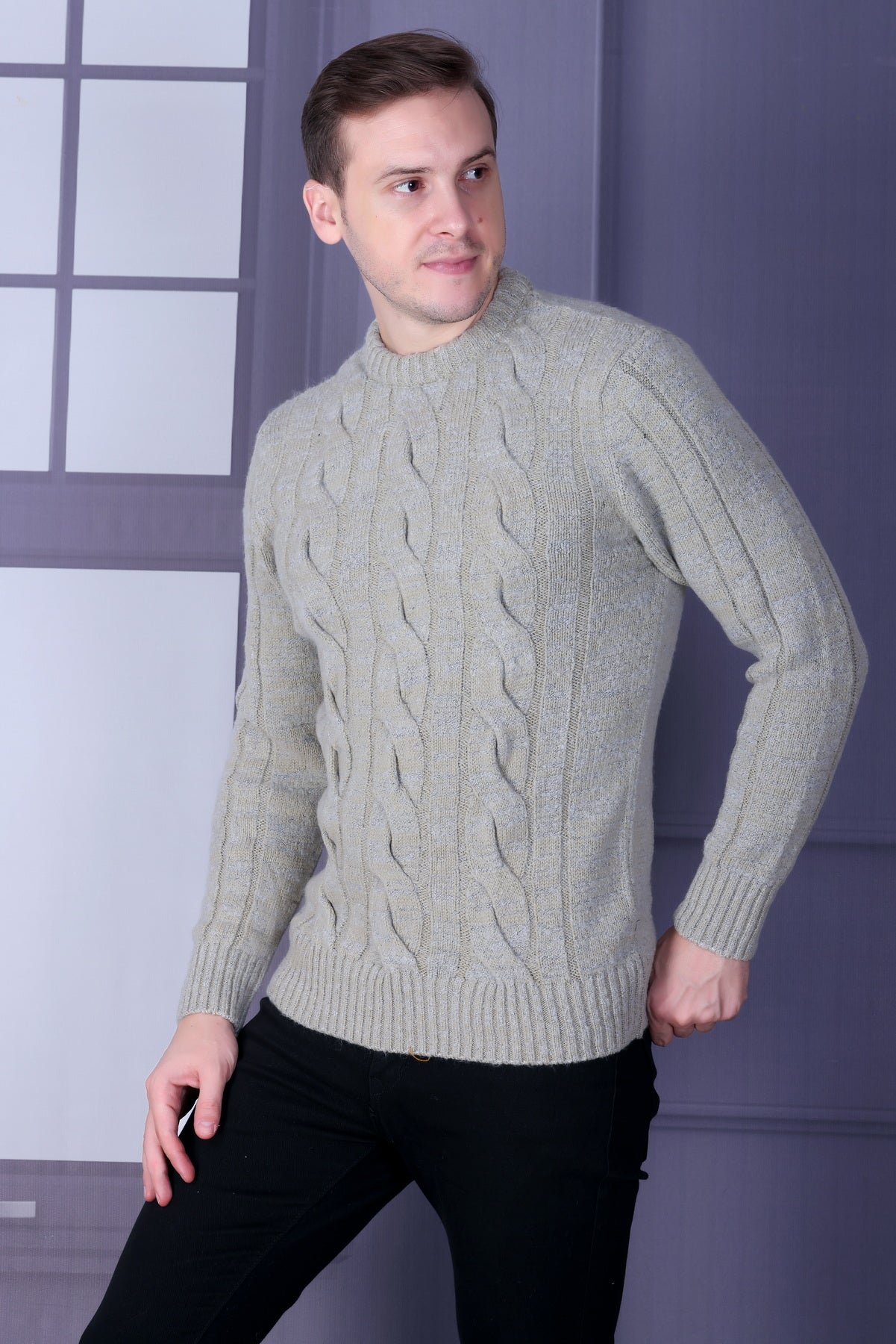 Men Self Design Round Neck Multicolor Sweater