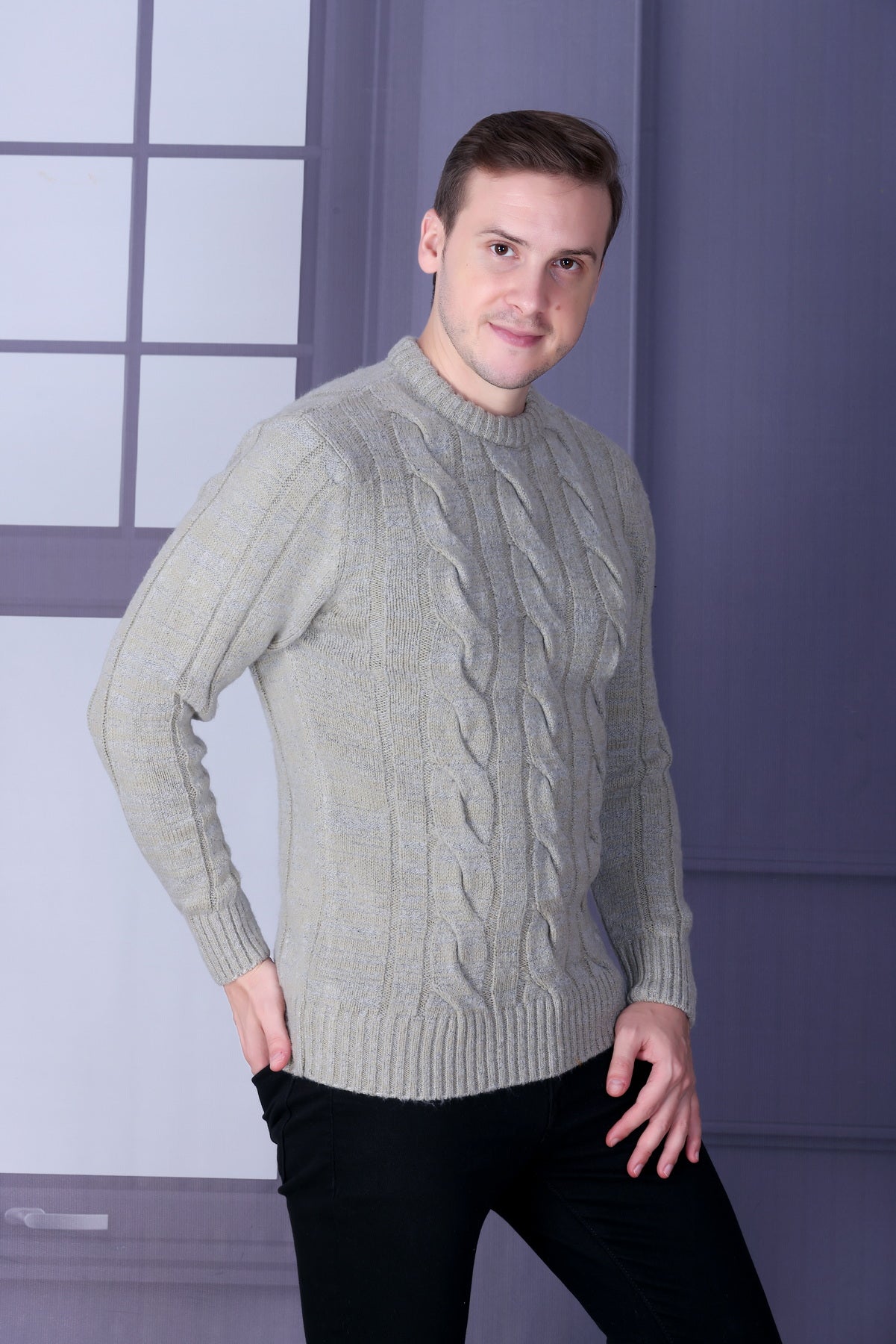 Men Self Design Round Neck Multicolor Sweater