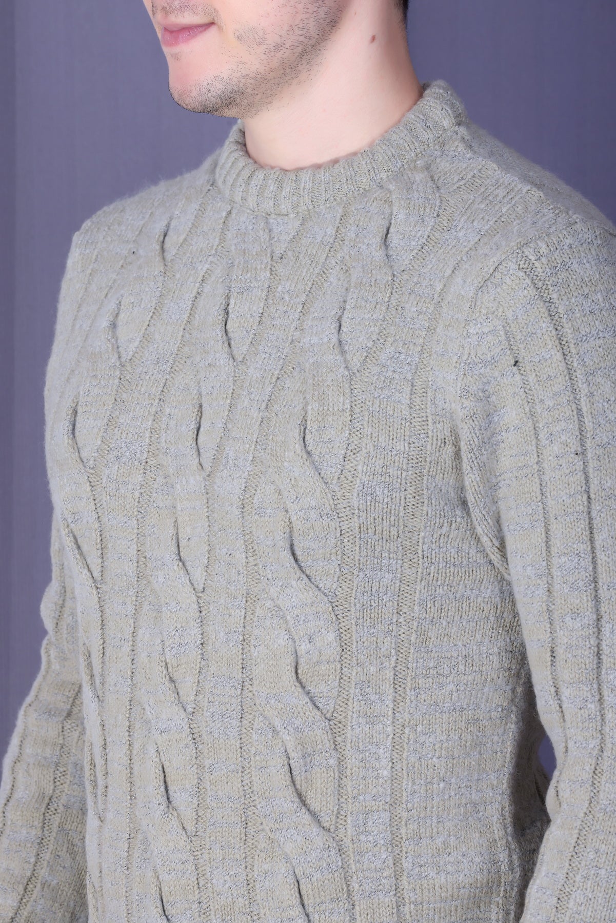 Men Self Design Round Neck Multicolor Sweater