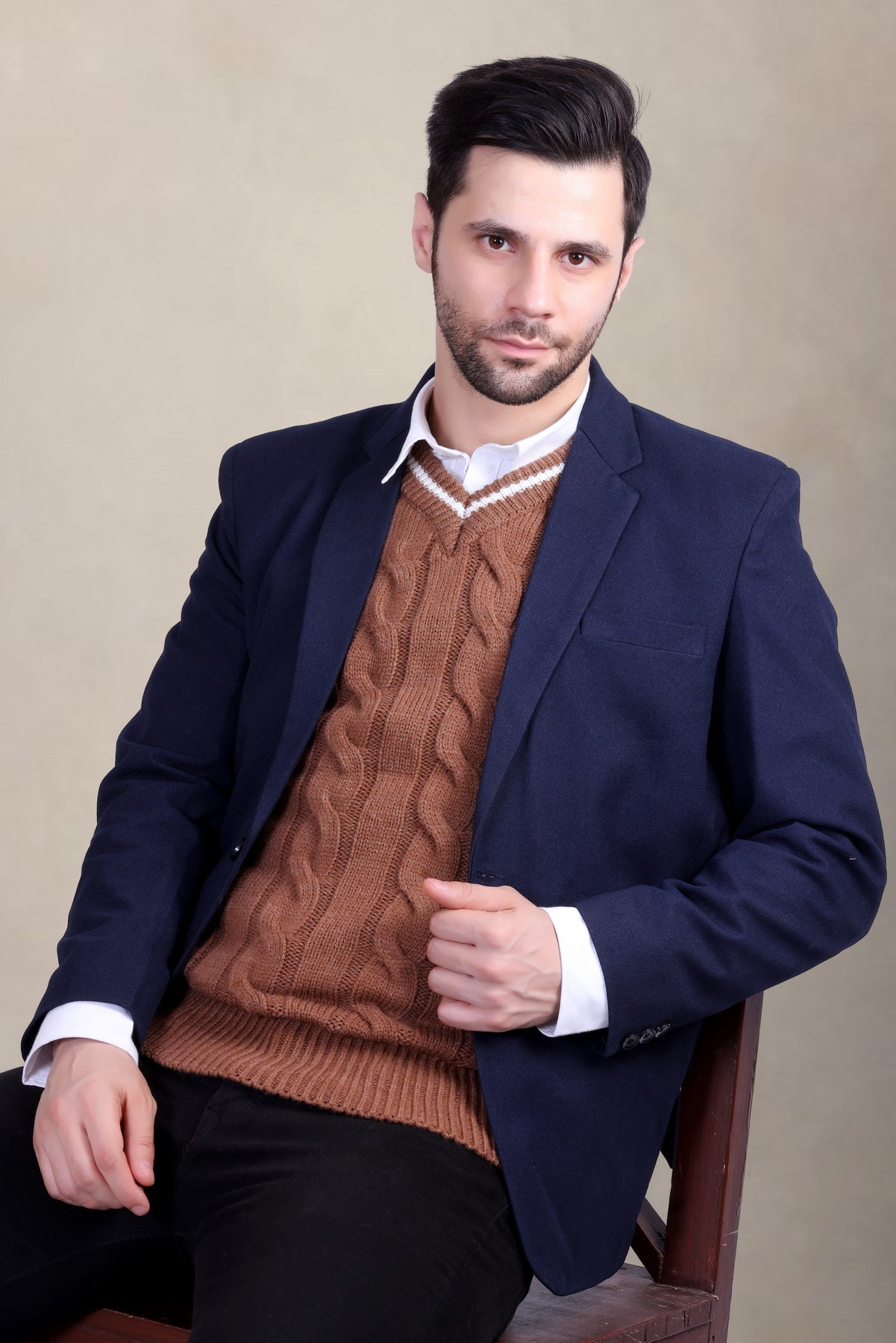 Rust Brown Cable Knit Sleeveless Sweater Vest