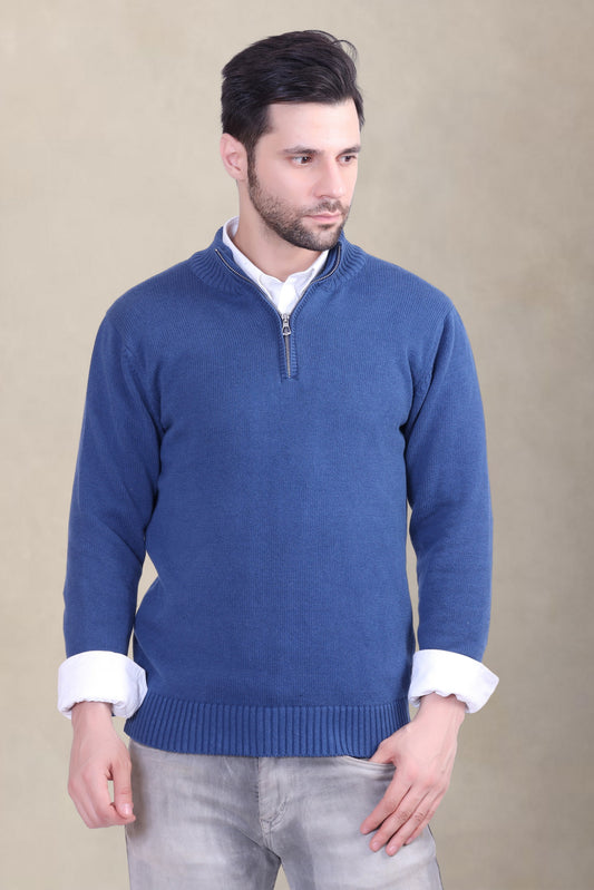 Men’s High Neck Half Zip Knitted Sweater