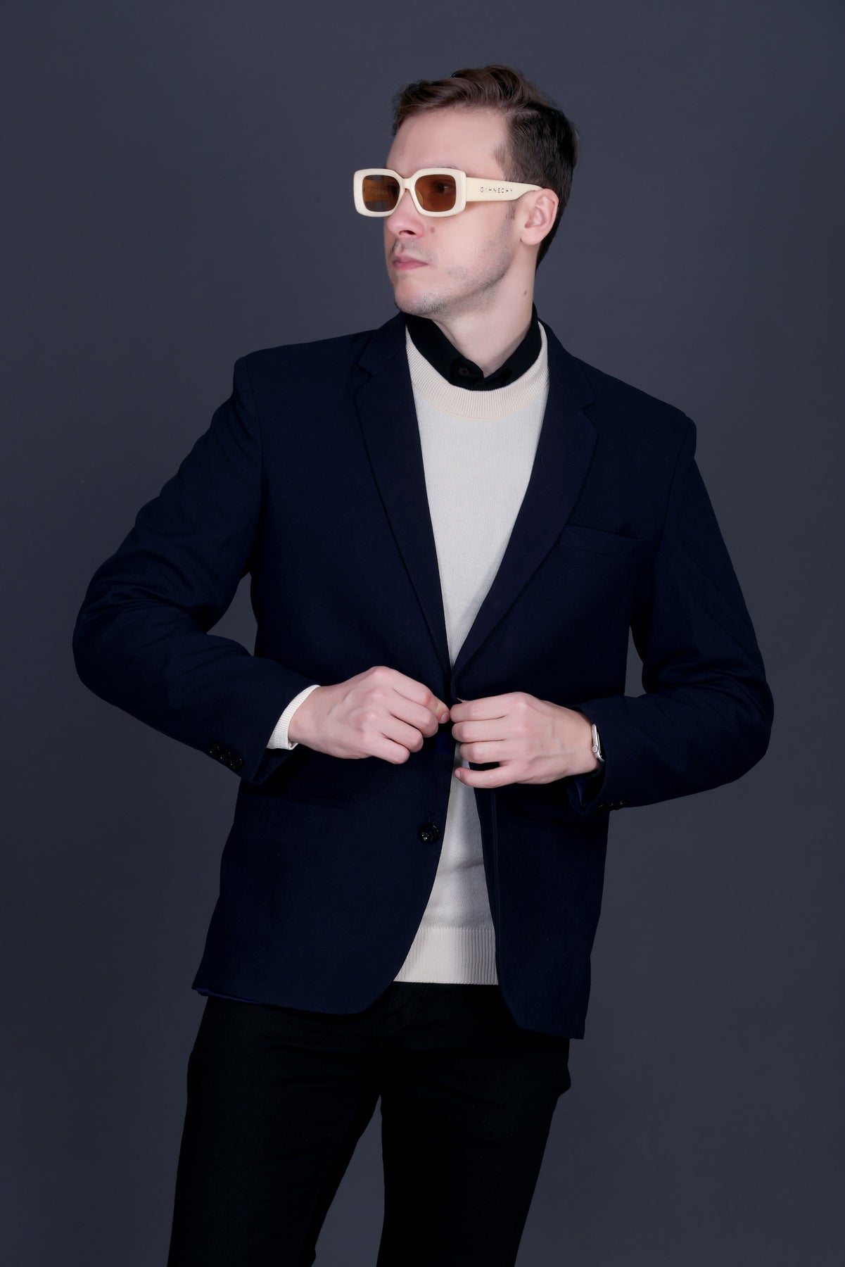 Men’s Solid Cream Knit Sweater