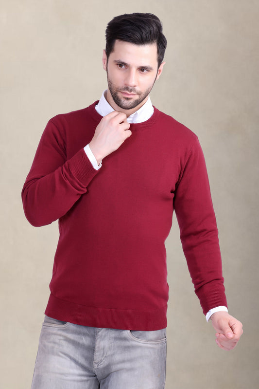 Men’s  Round Neck Sweater | Solid Winter Wear