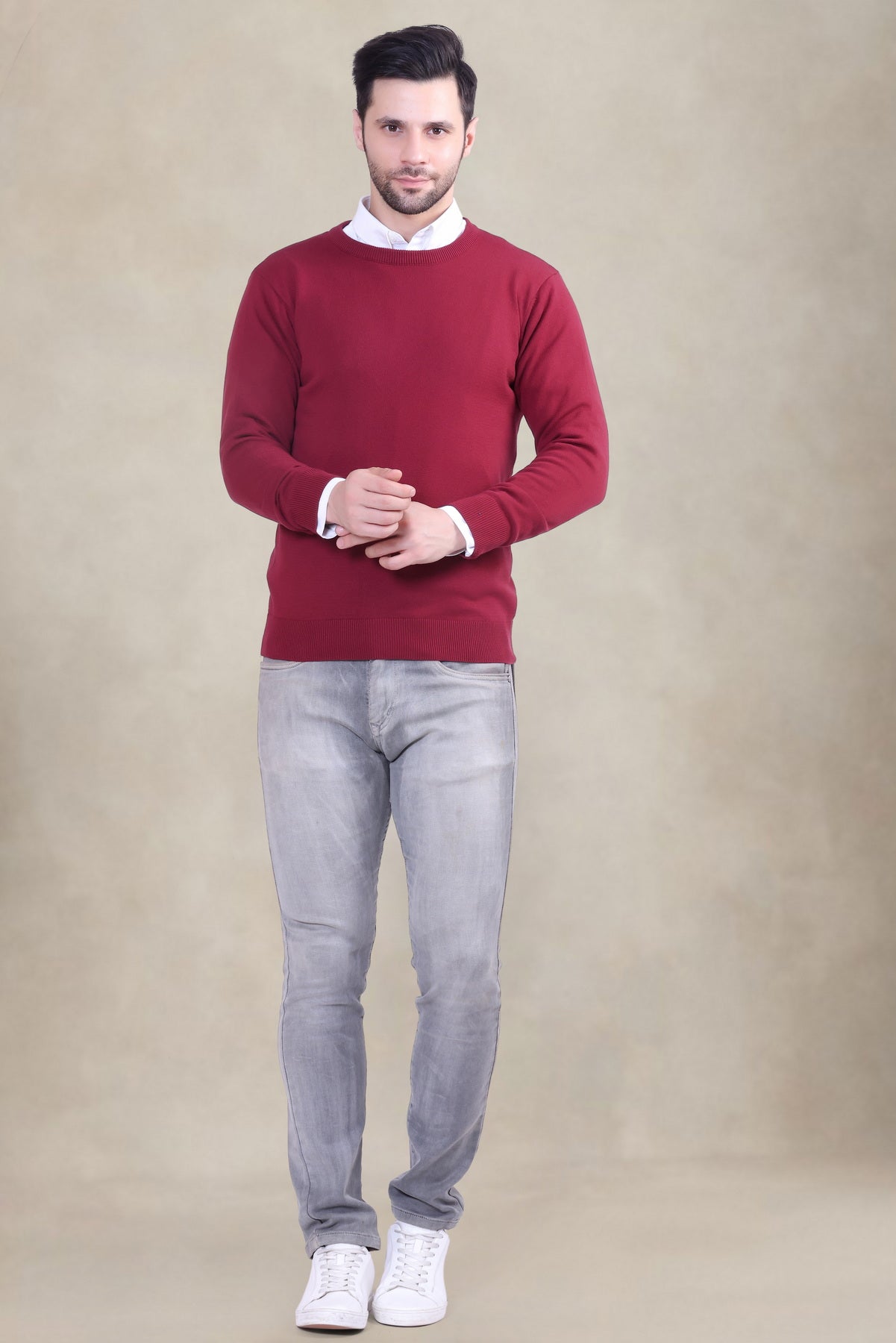 Men’s  Round Neck Sweater | Solid Winter Wear