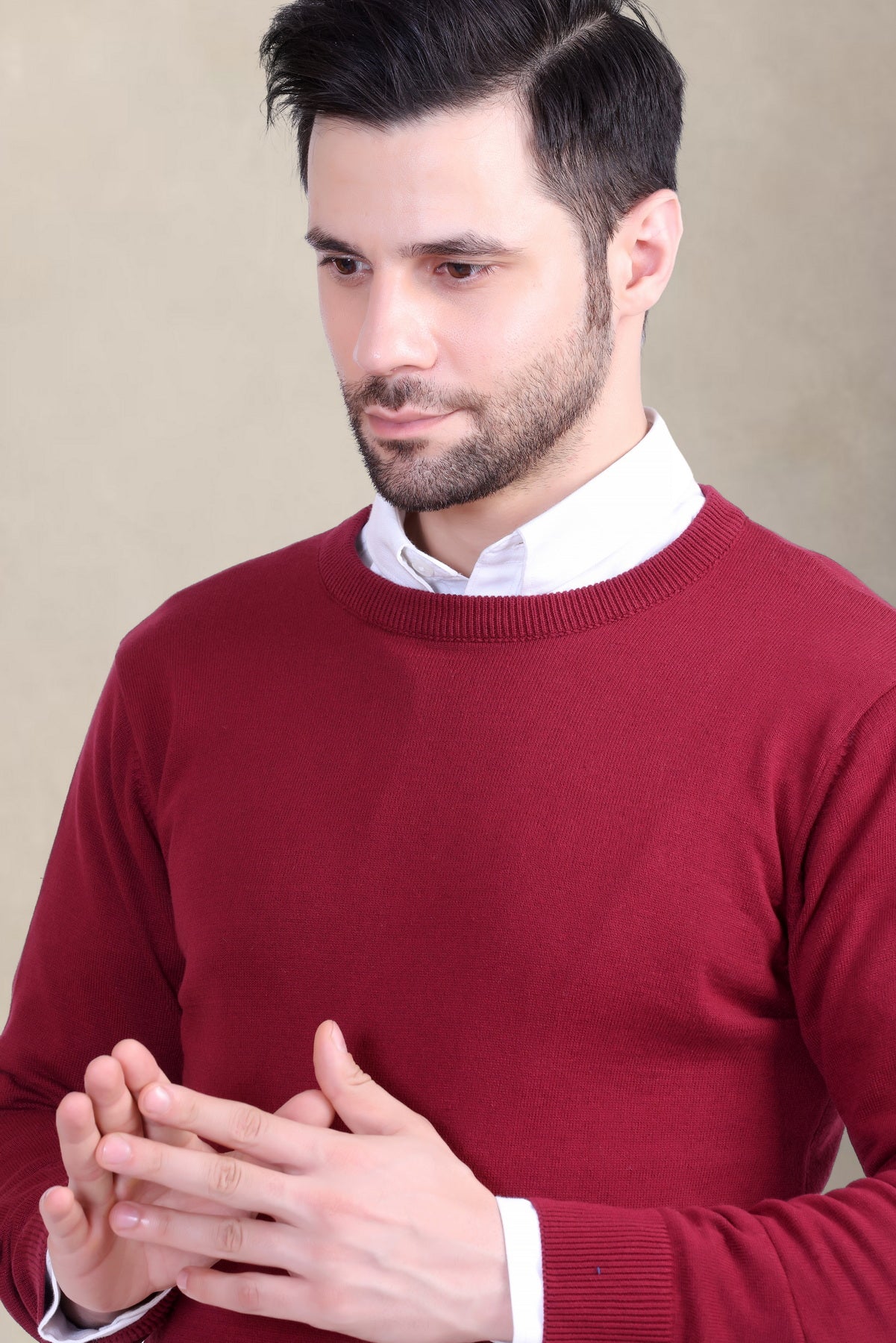 Men’s  Round Neck Sweater | Solid Winter Wear