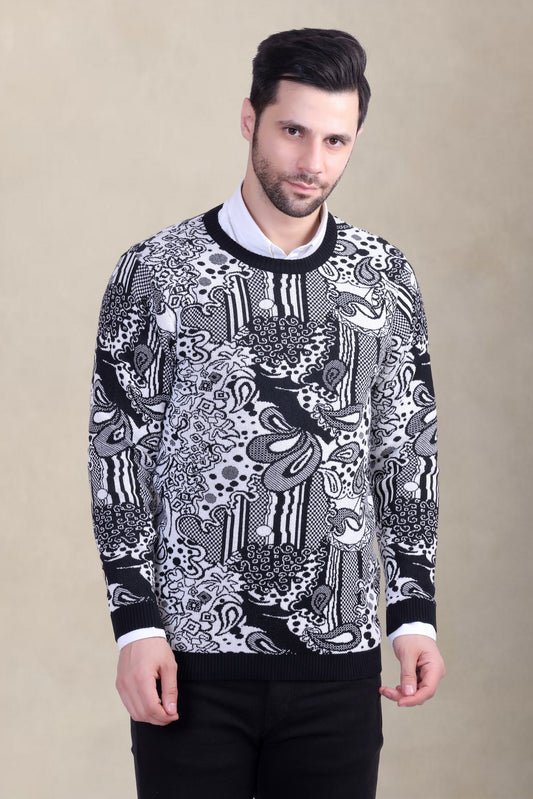 Men’s Black Jacquard Winter Sweater