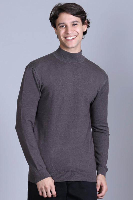 Men’s Self Design High Neck Charcoal Sweater