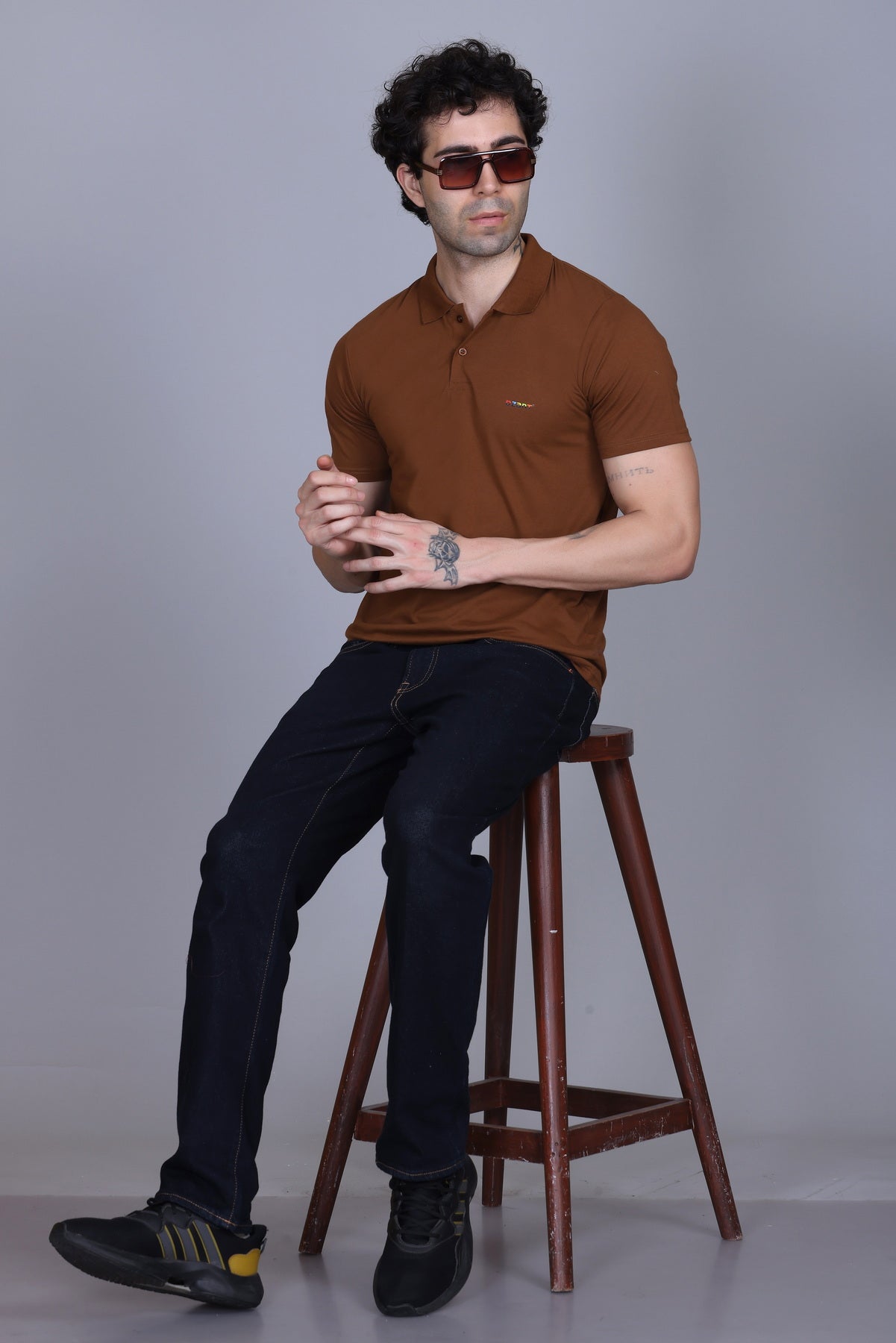Half Sleeve Polo T-Shirt Brown Color