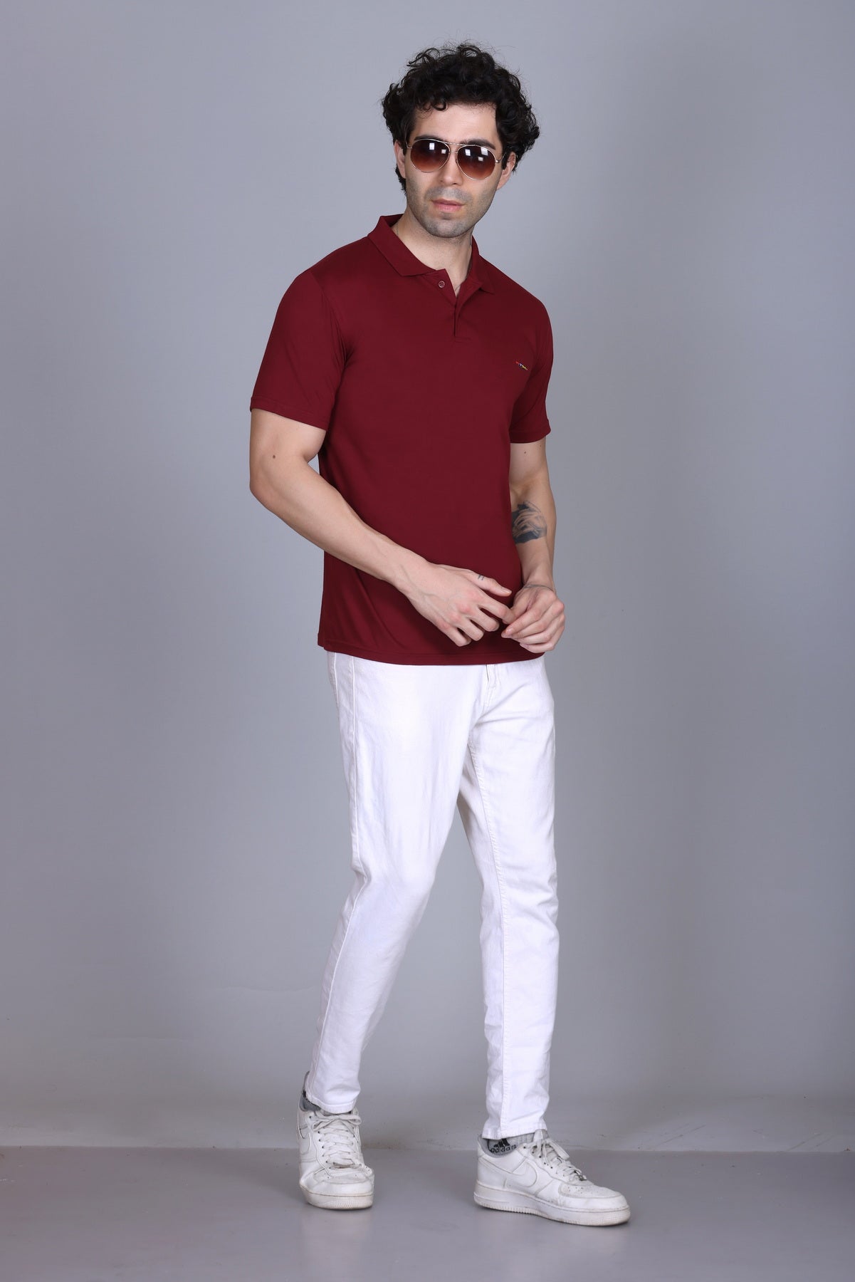 Half Sleeve Polo T-Shirt Maroon Color
