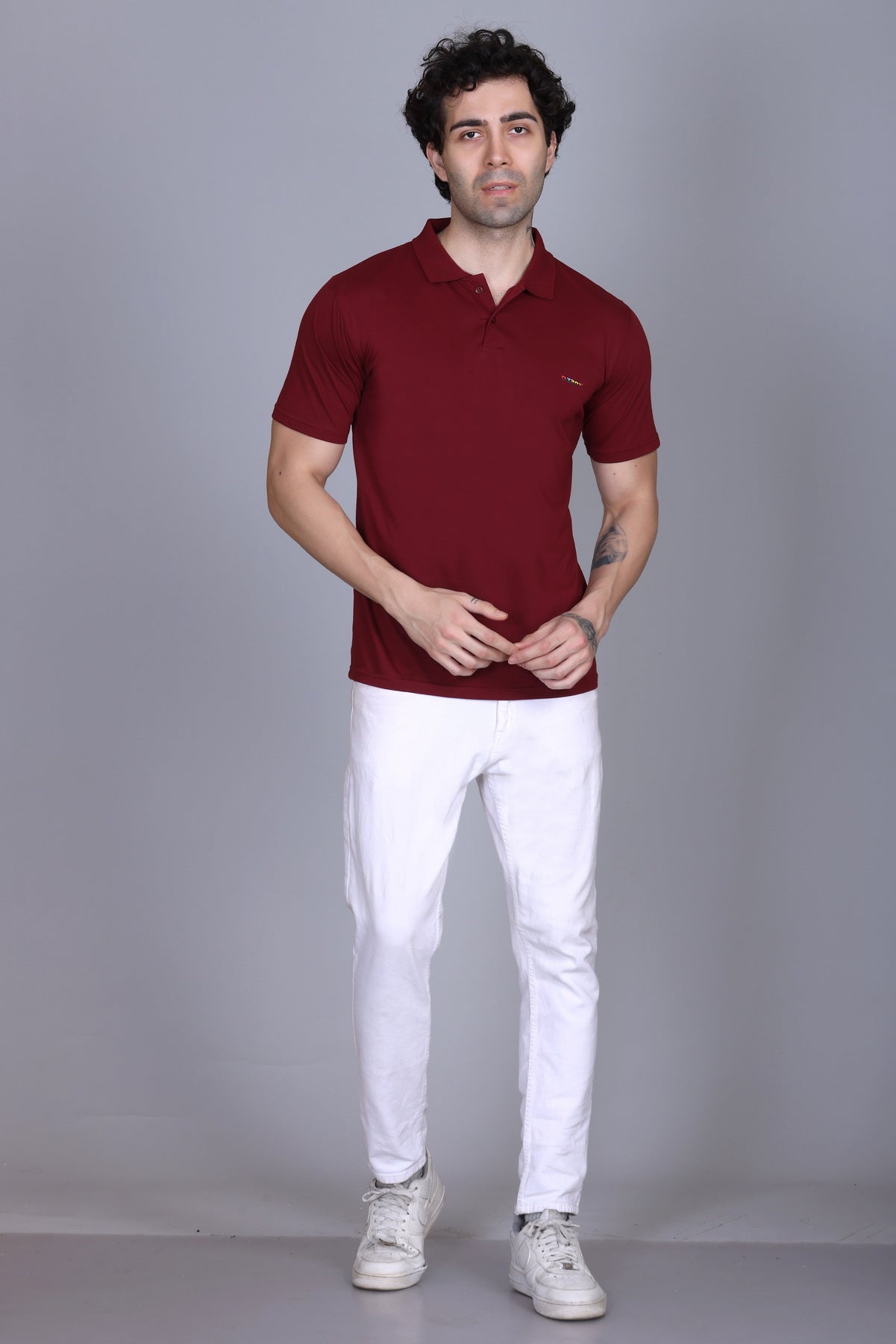 Half Sleeve Polo T-Shirt Maroon Color