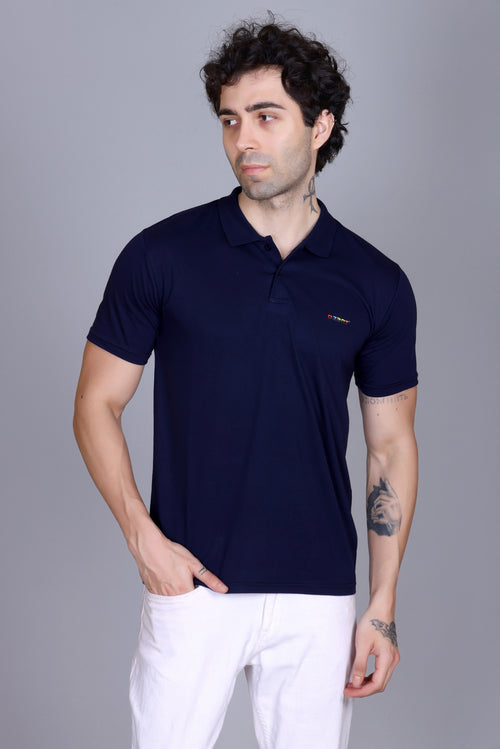Half Polo T-Shirts For Men Navy Color