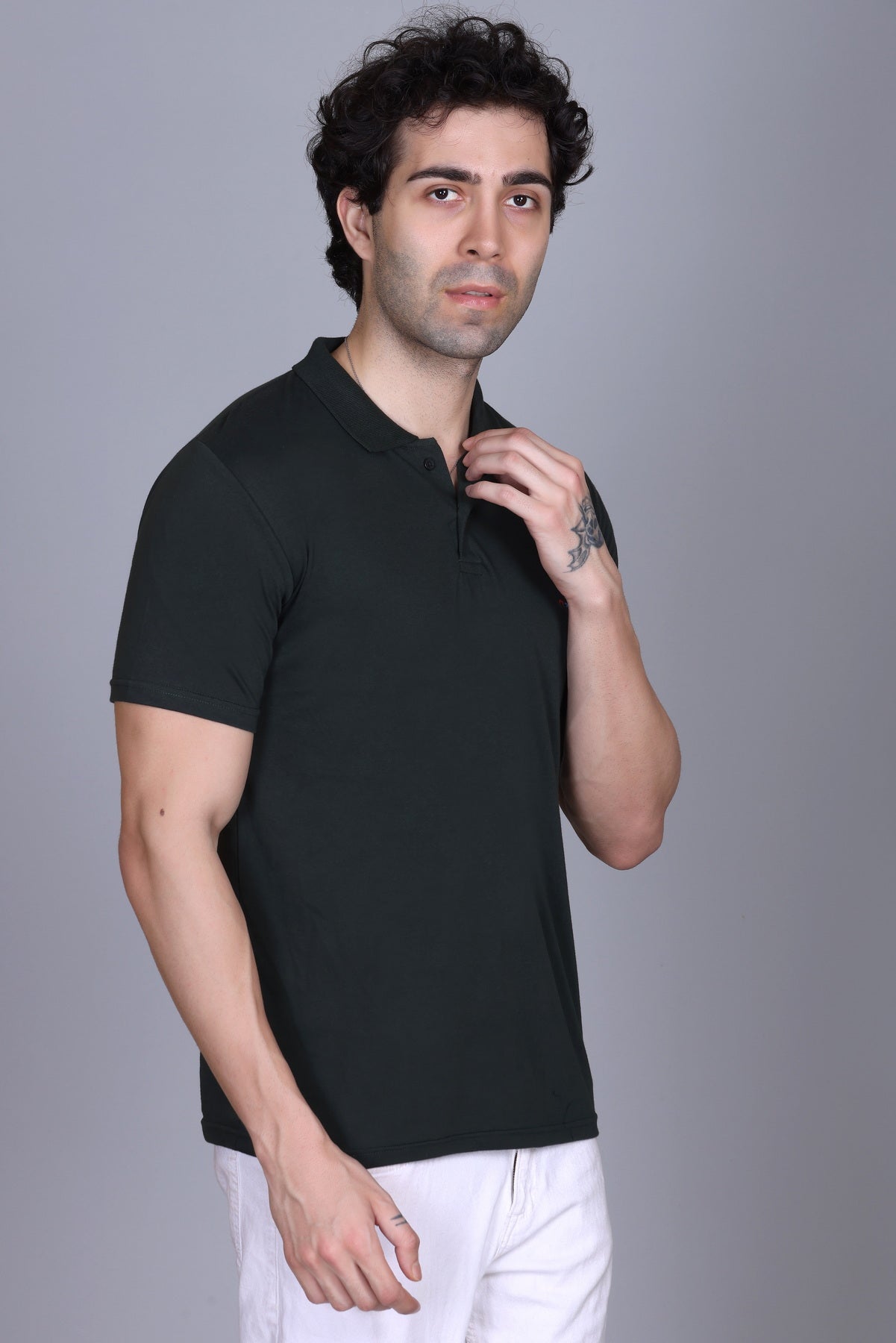 Half Polo T-Shirts For Men Olive Color