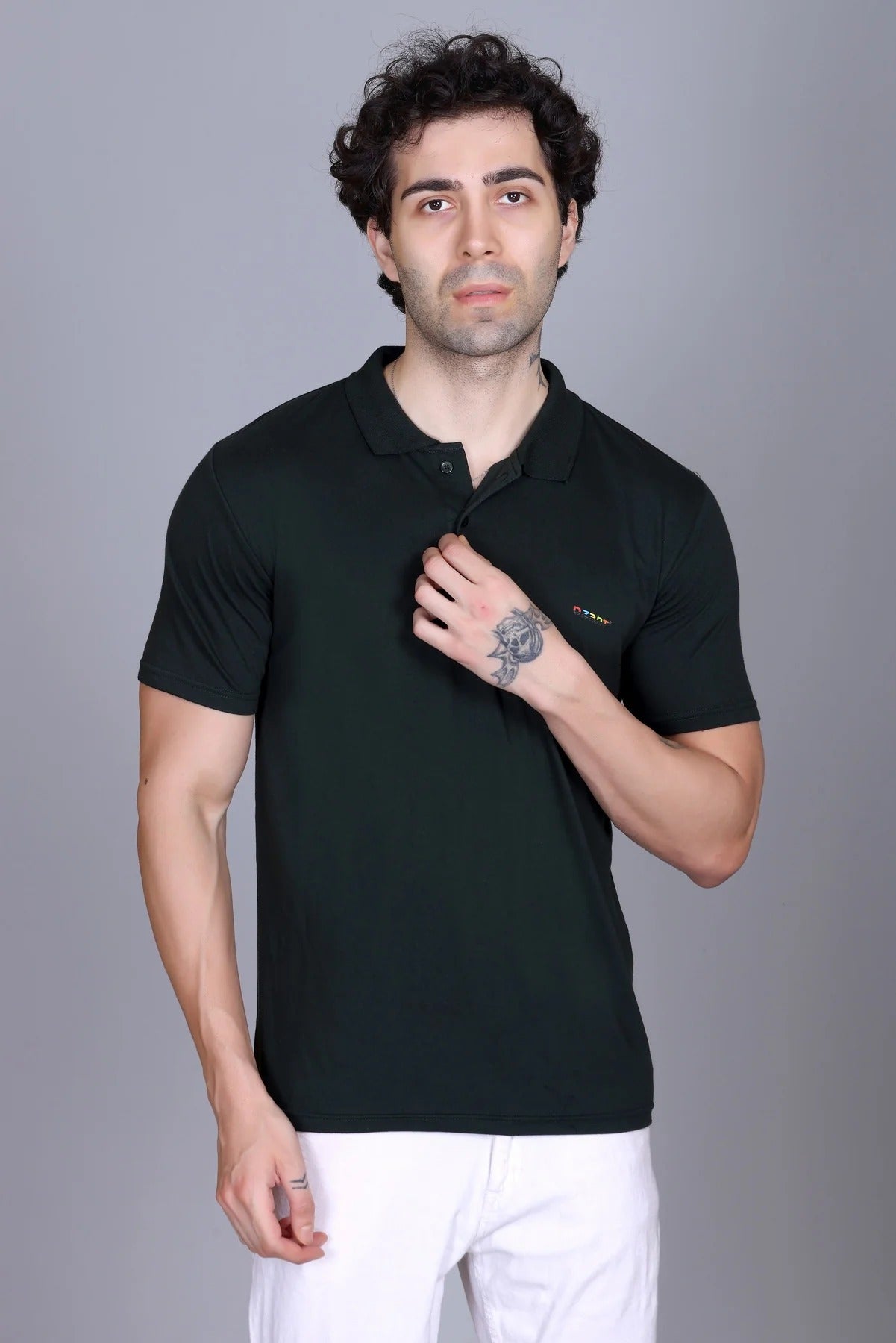Dzant Premium Men's T-Shirt Combo: Classic Black Polo & Everyday Brown Crew Neck