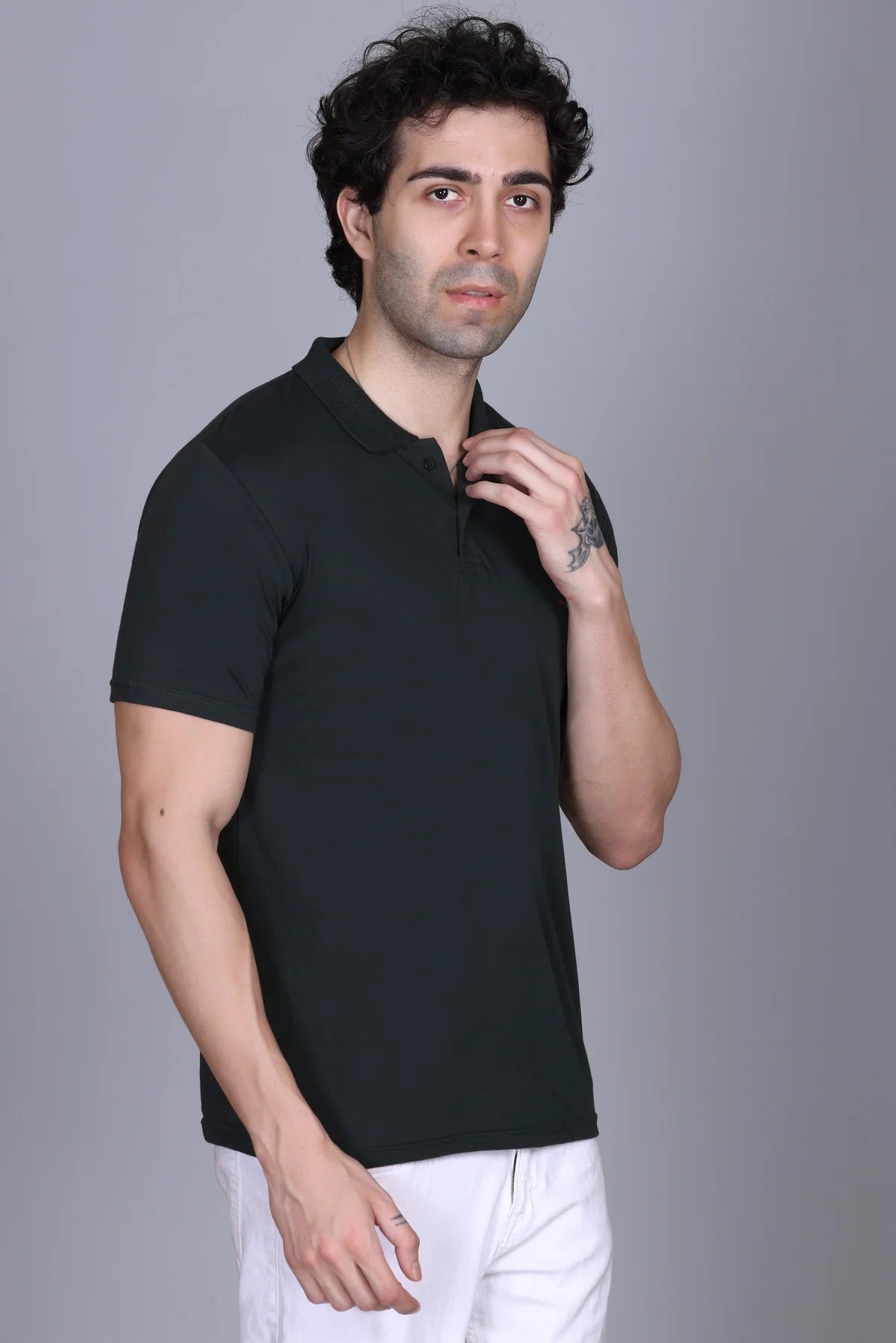 Dzant Premium Men's T-Shirt Combo: Classic Black Polo & Everyday Brown Crew Neck