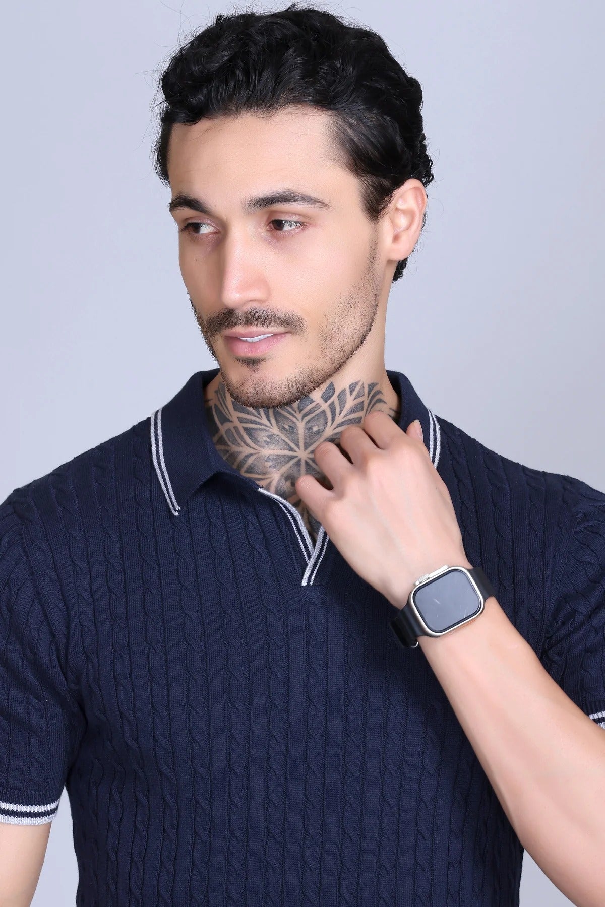 DZANT Premium Knit Polo Shirt Combo: Textured Navy & Classic Black Twin-Pack