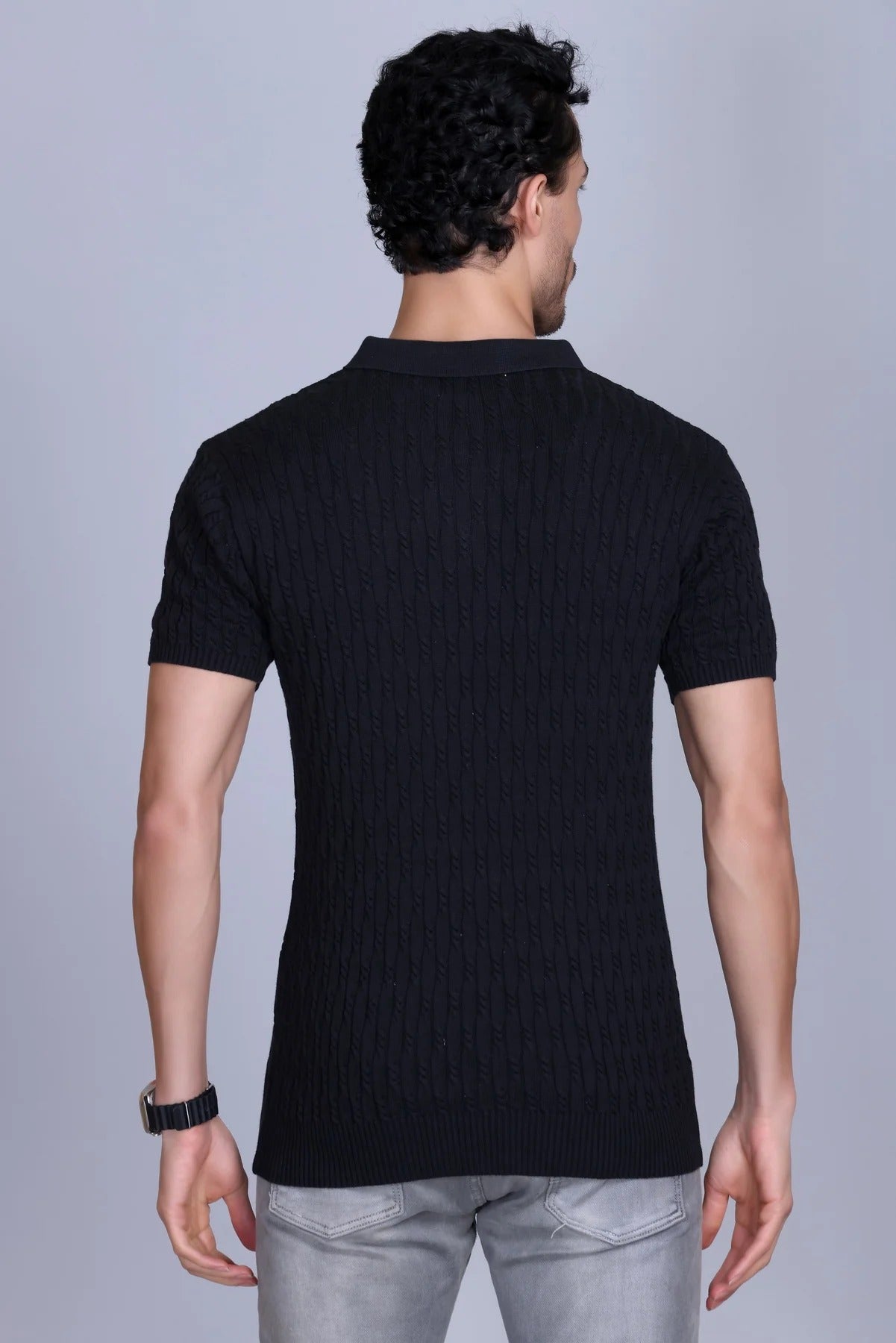 DZANT Premium Knit Polo Shirt Combo: Textured Navy & Classic Black Twin-Pack