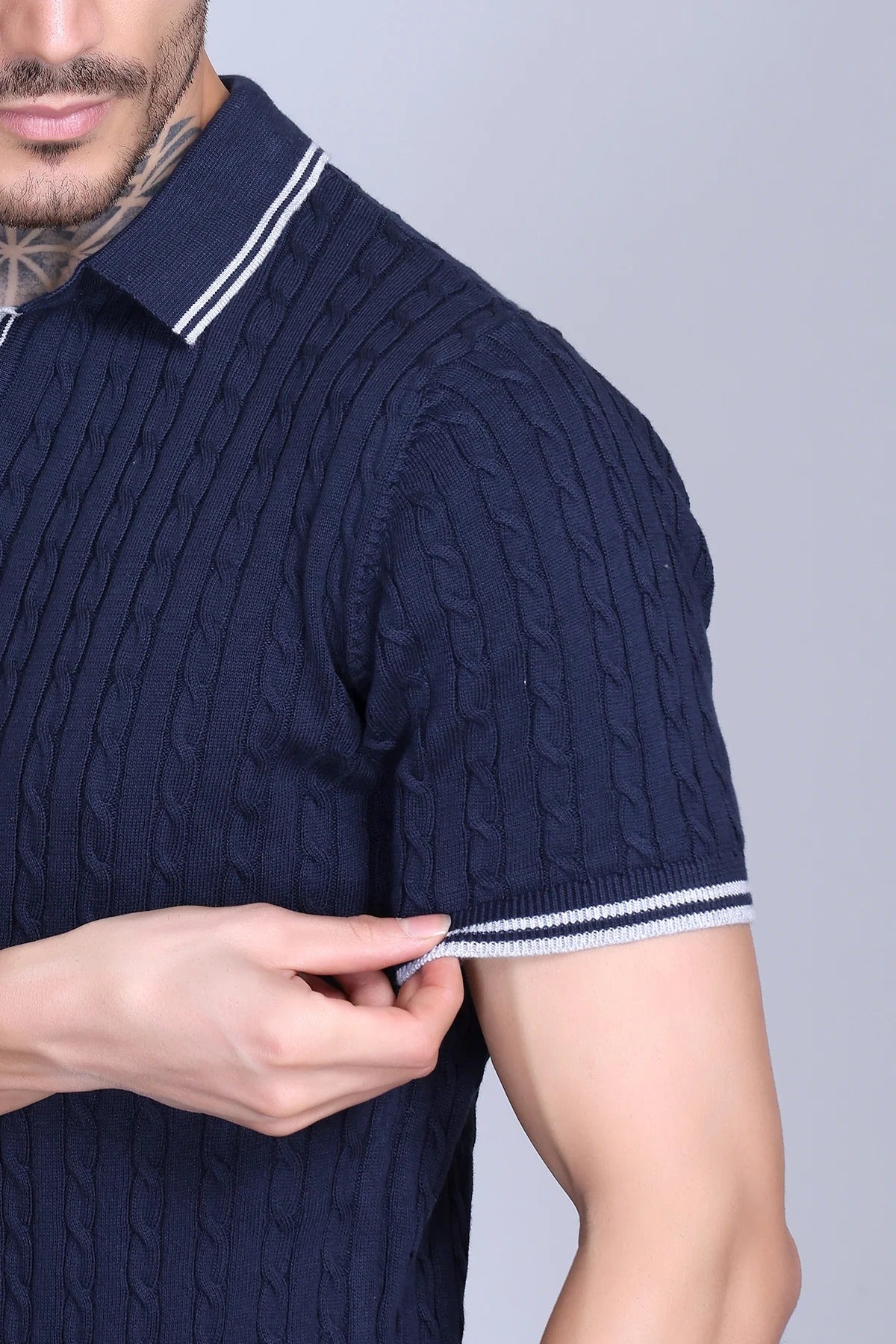 DZANT Premium Knit Polo Shirt Combo: Textured Navy & Classic Black Twin-Pack
