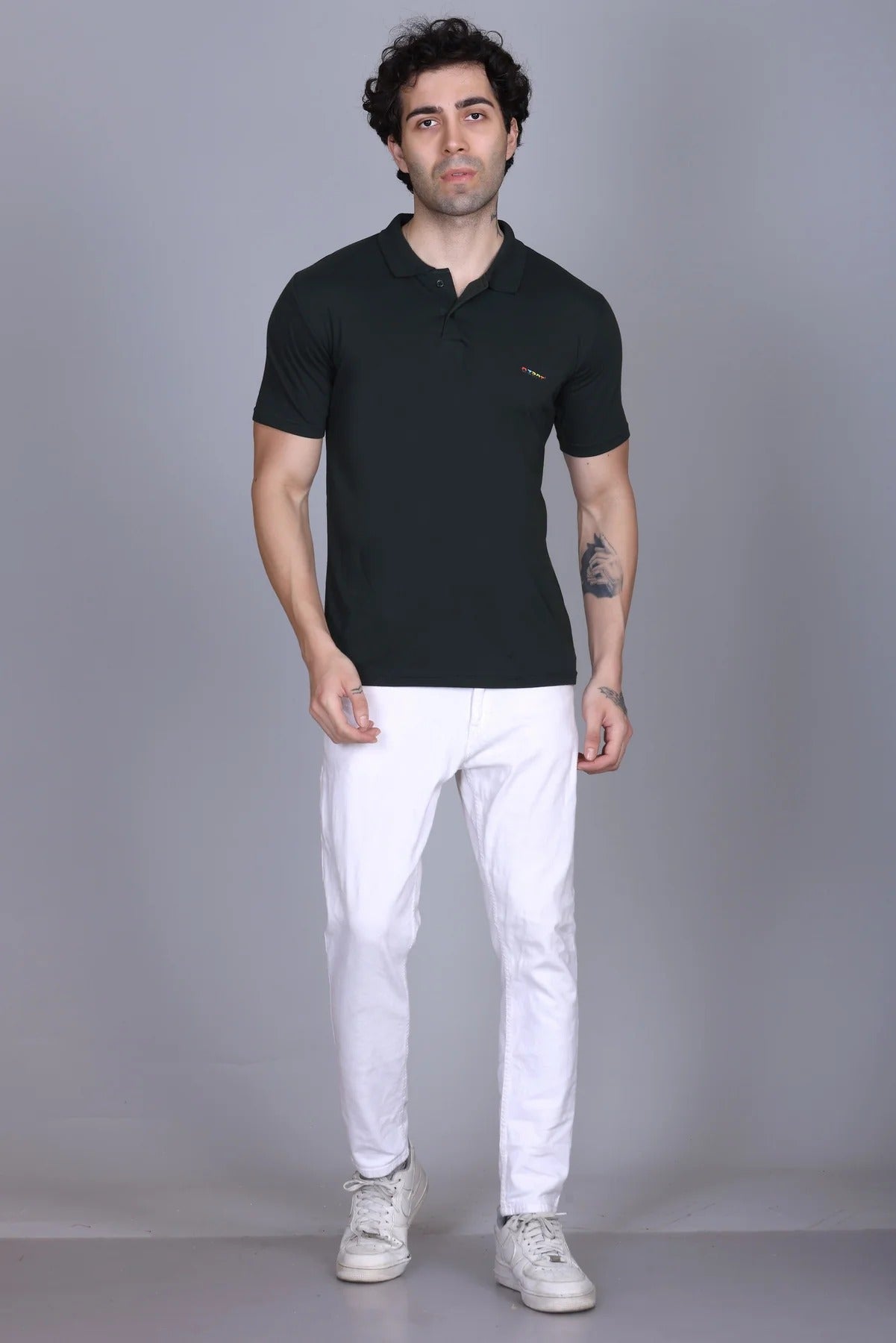 Dzant Premium Men's T-Shirt Combo: Classic Black Polo & Everyday Brown Crew Neck