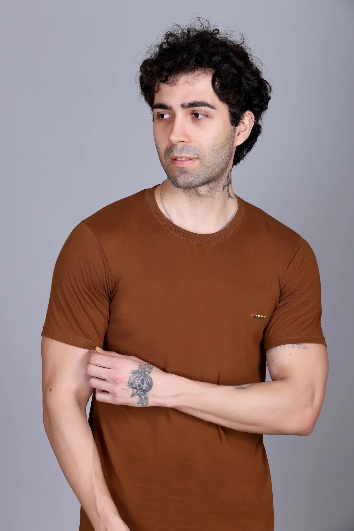 Dzant Premium Men's T-Shirt Combo: Classic Black Polo & Everyday Brown Crew Neck